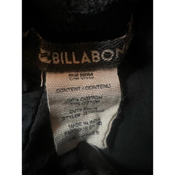 Billabong Black 100% Cotton Mini Romper With Deep Plunging Neckline Size S - Picture 3 of 4